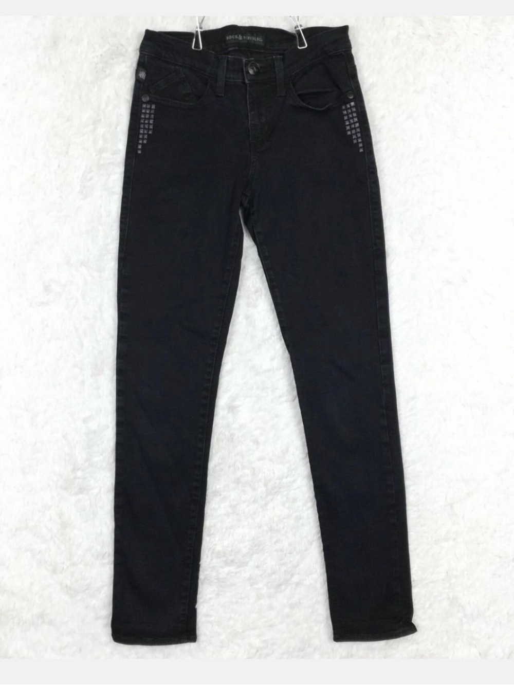 Rock & Republic Black Skinny Jeans with Stud Accent